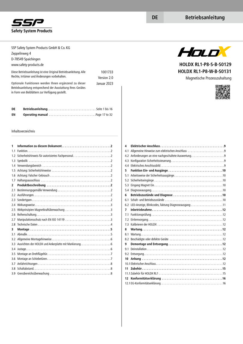 SSP HOLDX RL1-P8-S-B-S0129 User manual