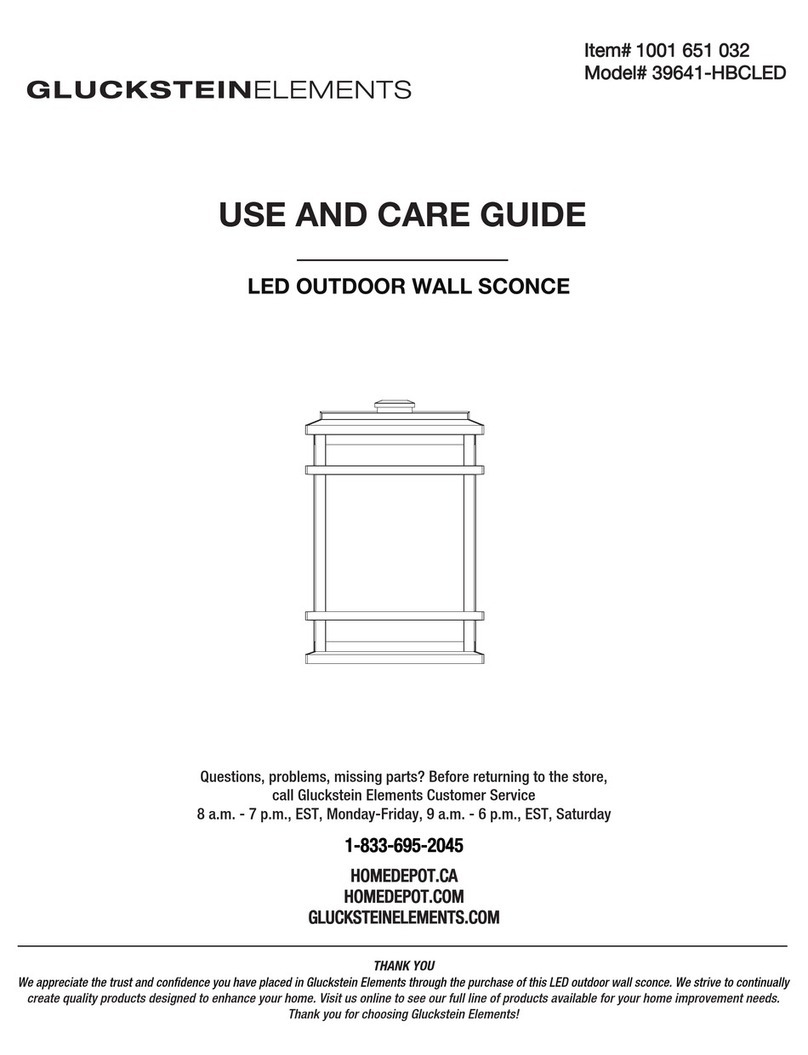 GLUCKSTEIN ELEMENTS 39641-HBCLED Use and care guide