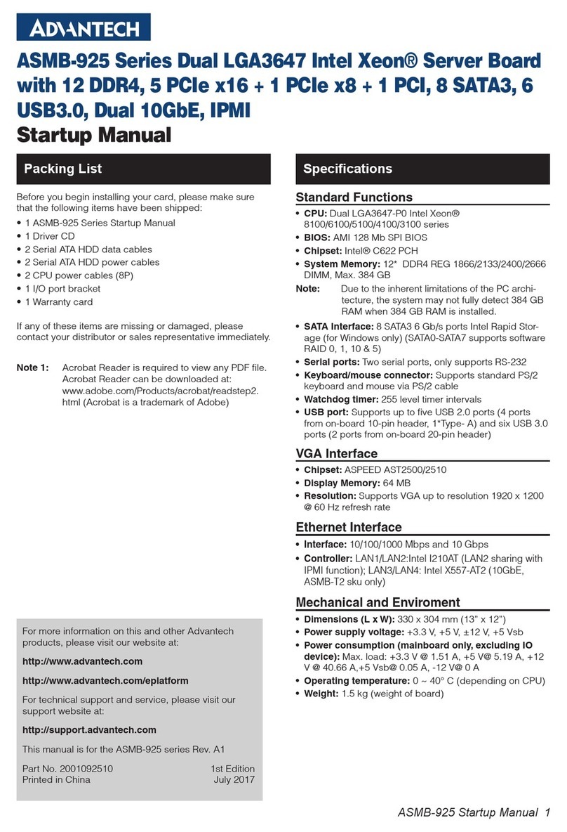 Advantech ASMB-925 Series Installation and operation manual