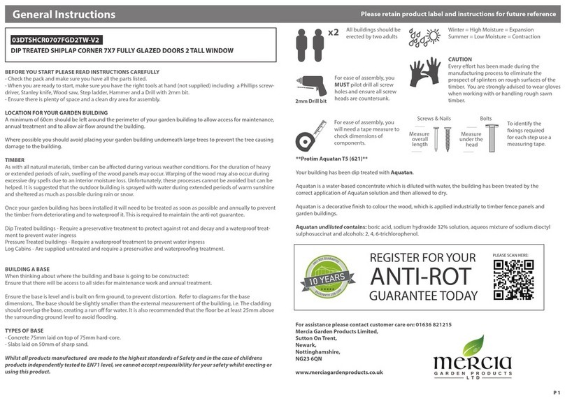 Mercia Garden Products 03DTSHCR0707FGD2TW-V2 General instructions Mercia Garden Products 03DTSHCR0707FGD2TW-V2 General instructions