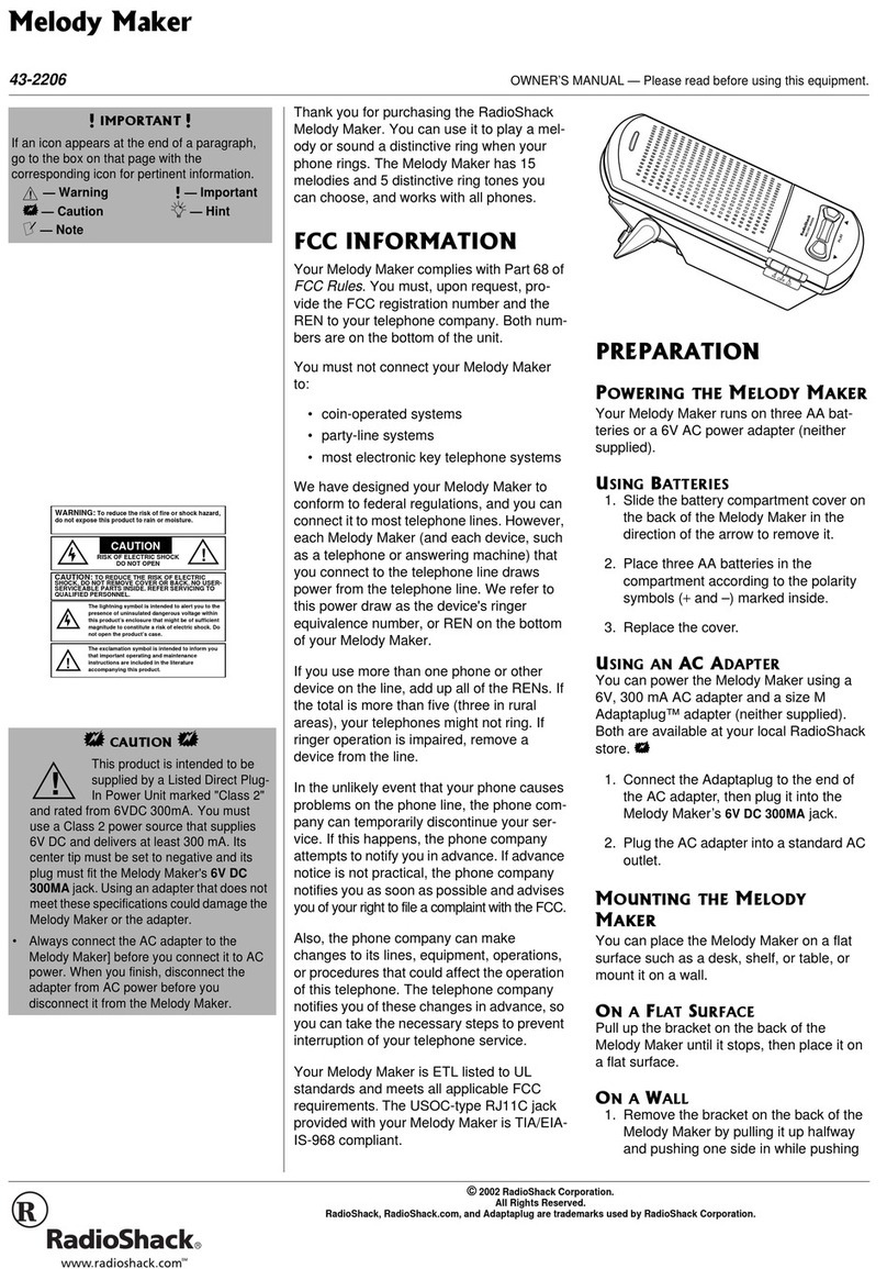 Radio Shack Melody Maker owner's manual