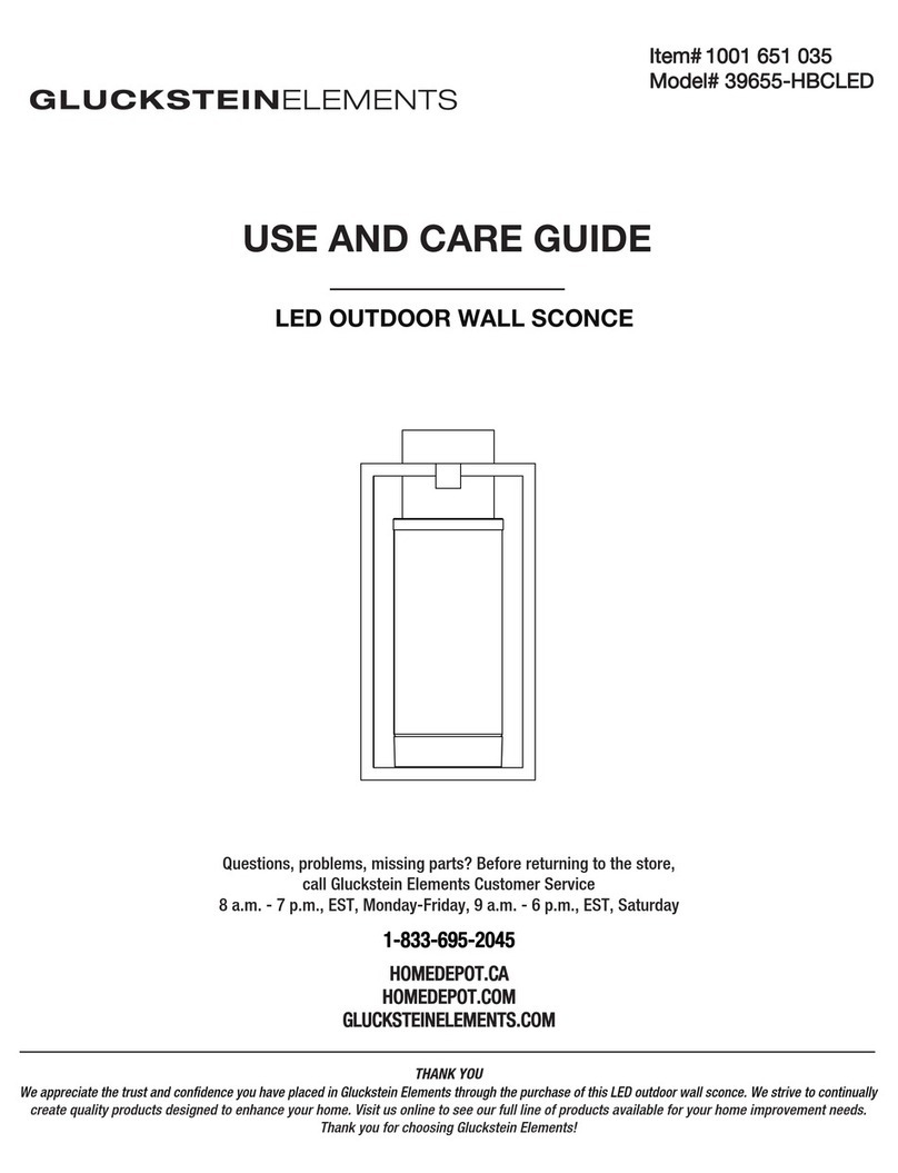 GLUCKSTEIN ELEMENTS 39655-HBCLED Use and care guide