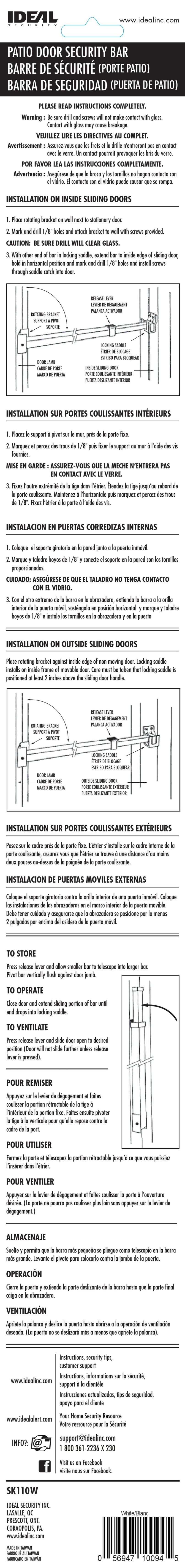 Ideal Security SK110W instructions
