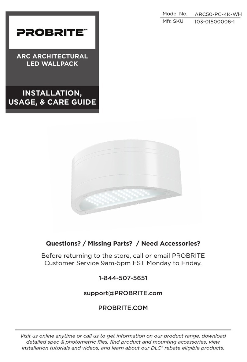 Probrite ARC50-PC-4K-WH INSTALLATION, USAGE, & CARE GUIDE