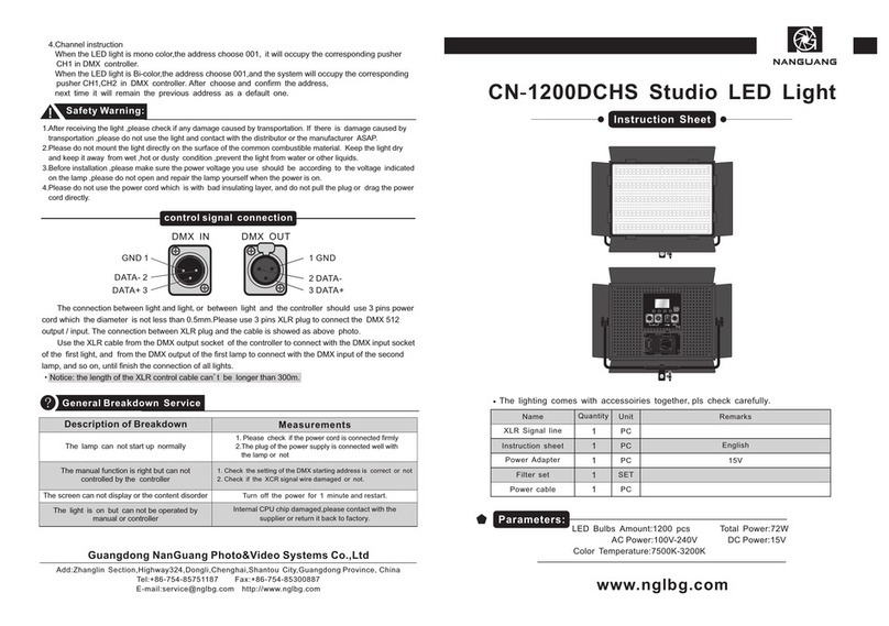 NANGUANG CN-1200DCHS instruction sheet