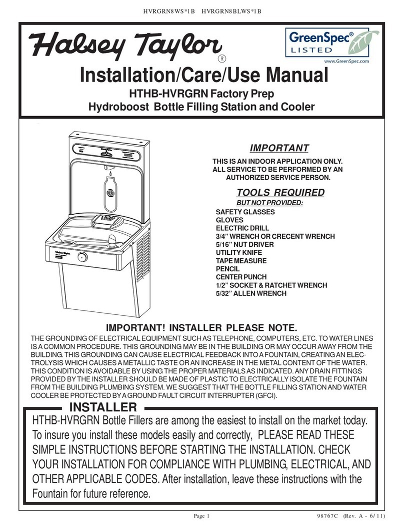Halsey Taylor GreenSpec HTHB-HVRGRN Installation, care & use manual