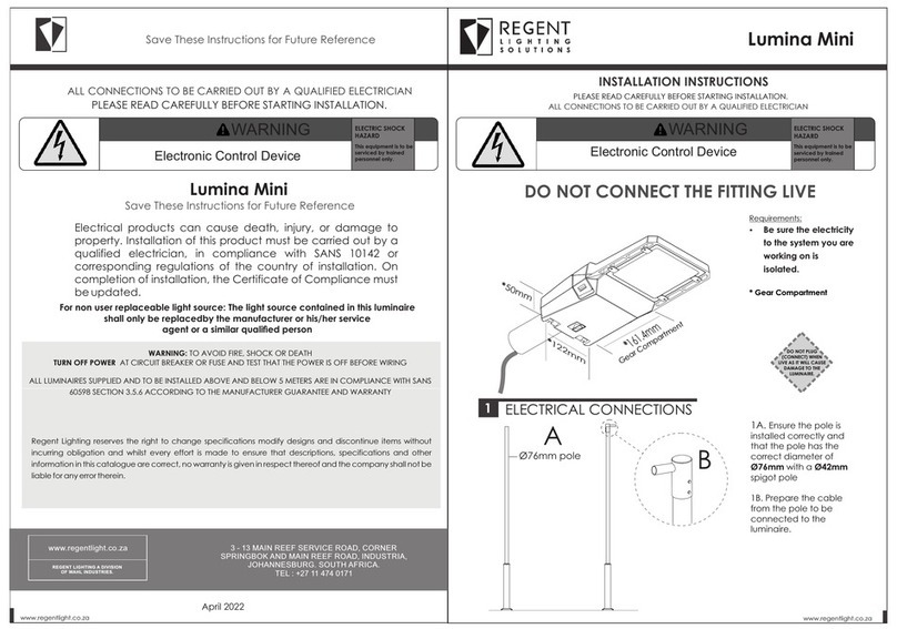 Regent Lighting Solutions Lumina Mini installation instructions Regent Lighting Solutions Lumina Mini installation instructions
