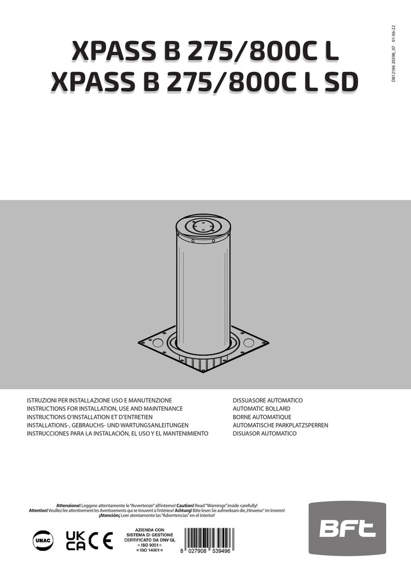 BFT XPASS B 275/800C L Instructions for installation, use and maintenance