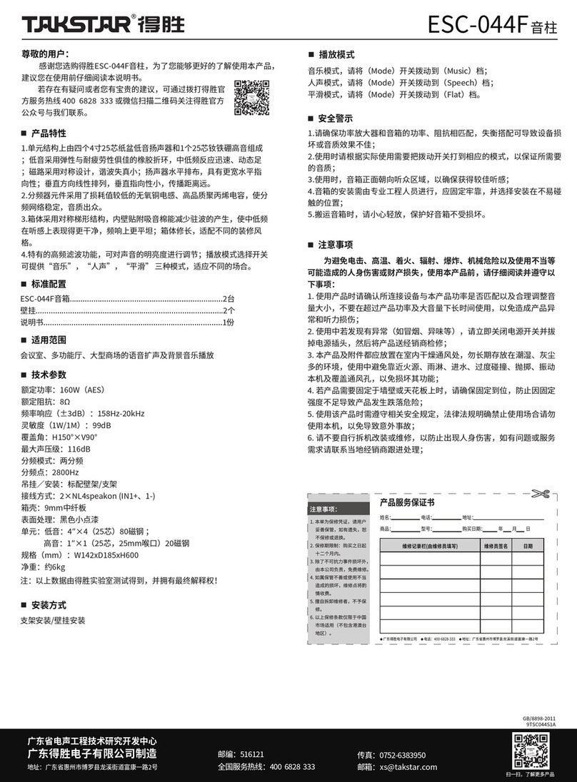 Takstar ESC-044F User manual