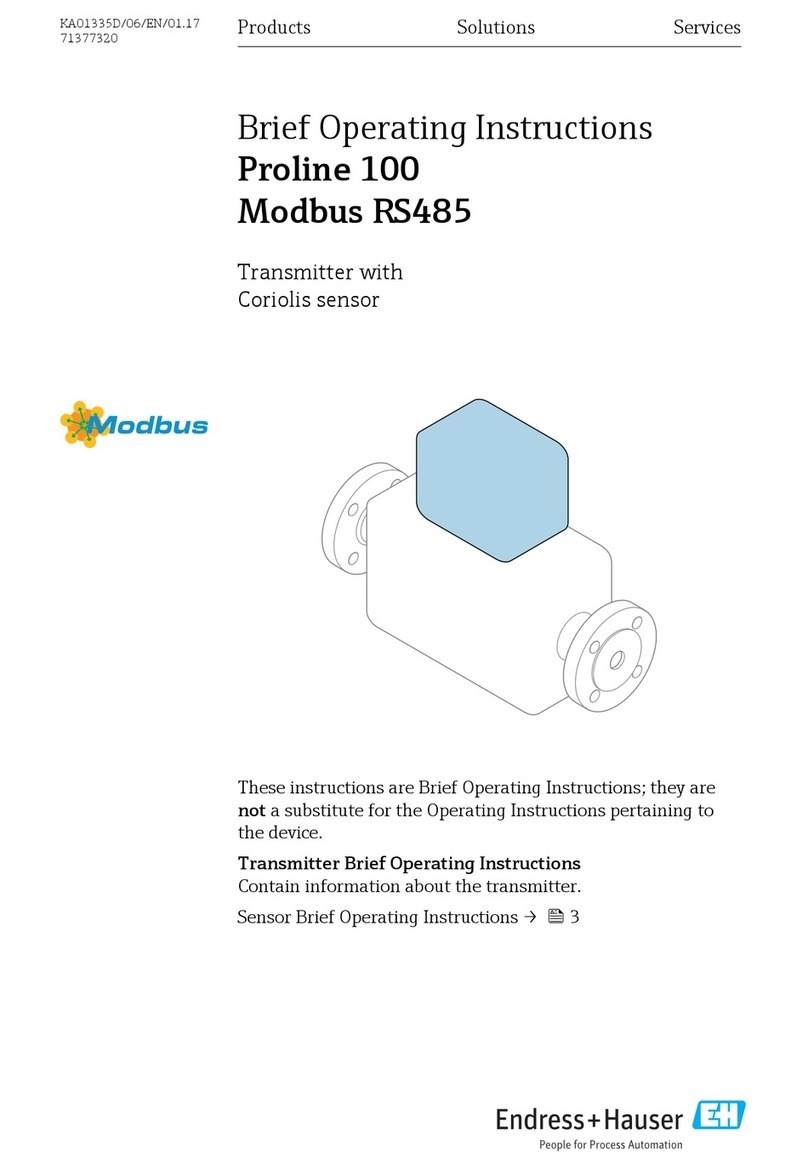 Endress+Hauser Proline 100 Modbus RS485 Brief operating instructions Endress+Hauser Proline 100 Modbus RS485 Brief operating instructions