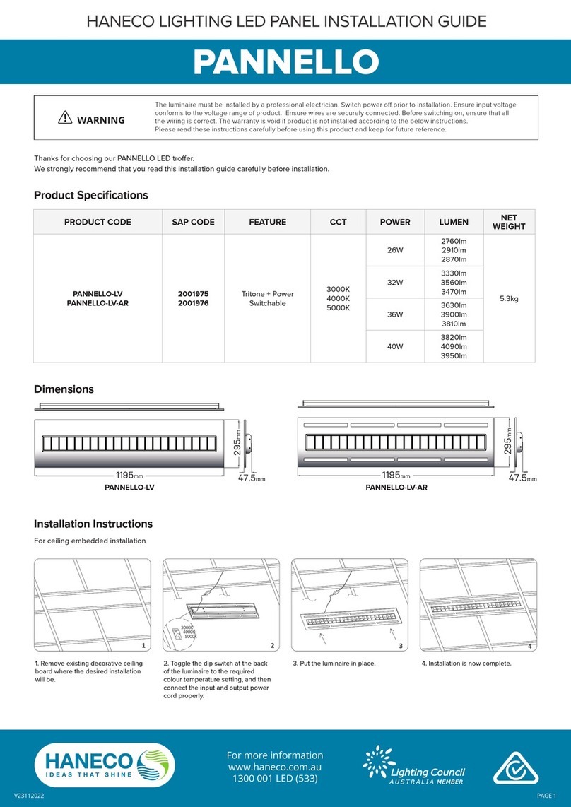 Haneco PANNELLO-LV installation guide
