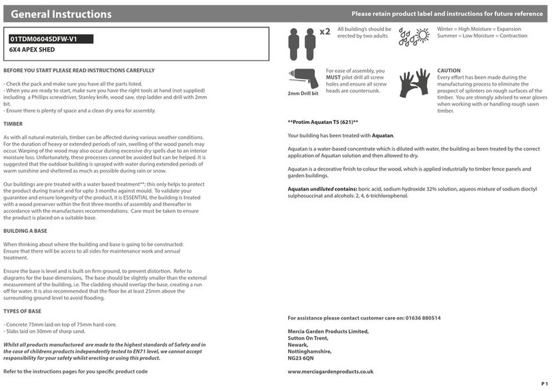 Mercia Garden Products 01TDM0604SDFW-V1 General instructions