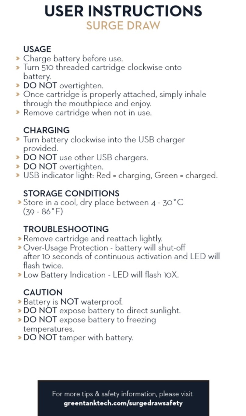 GREENTANK SURGE DRAW User manual