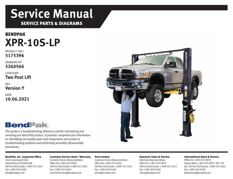Bend-Pak XPR-10S-LP User manual