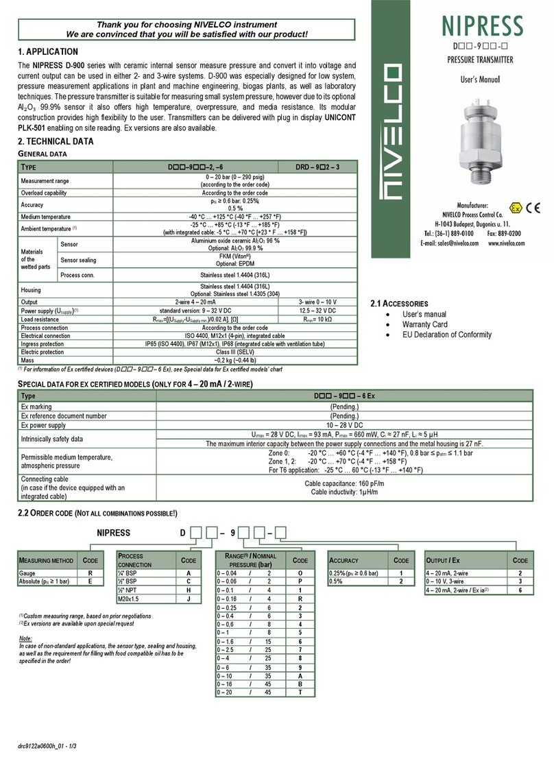 NIVELCO NIPRESS D 9 Series user manual