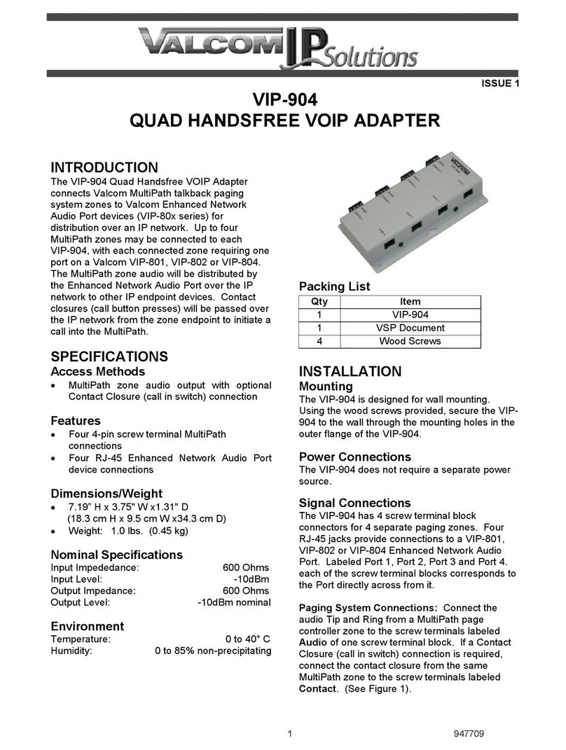Valcom VIP-904 quick start guide