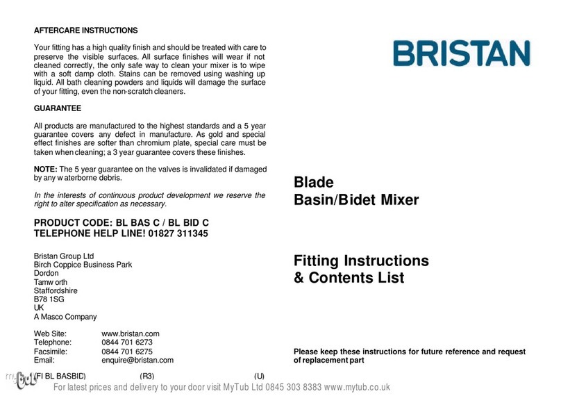 Bristan Blade BL BAS C Fitting Instructions & Contents List