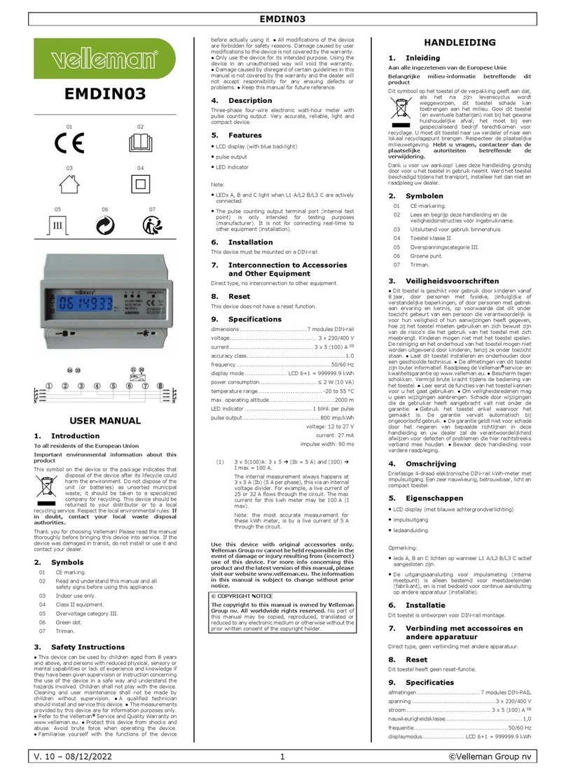 Velleman EMDIN03 User manual