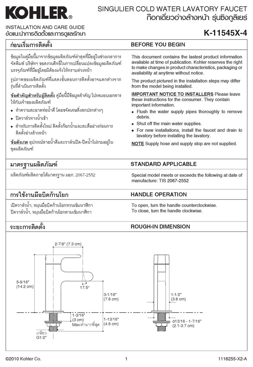 Kohler K-11545X-4 Assembly instructions