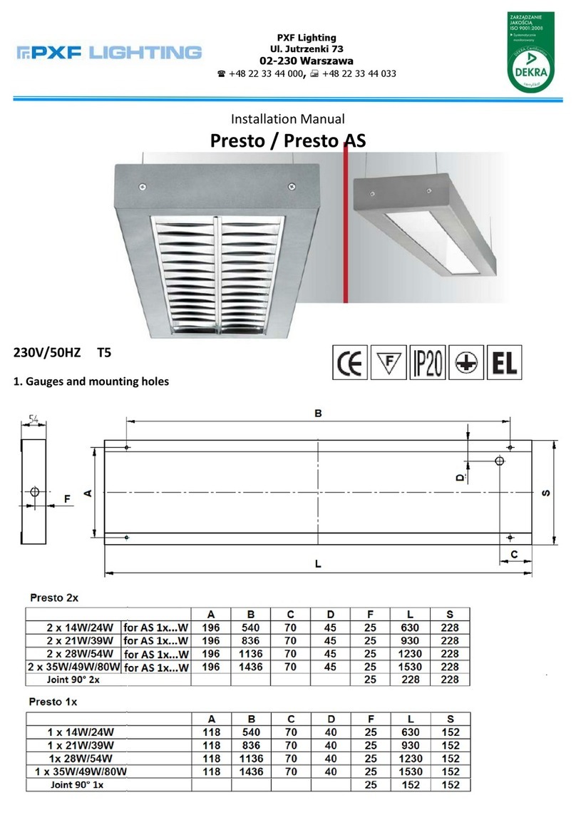 PXF Lighting Presto Series installation manual