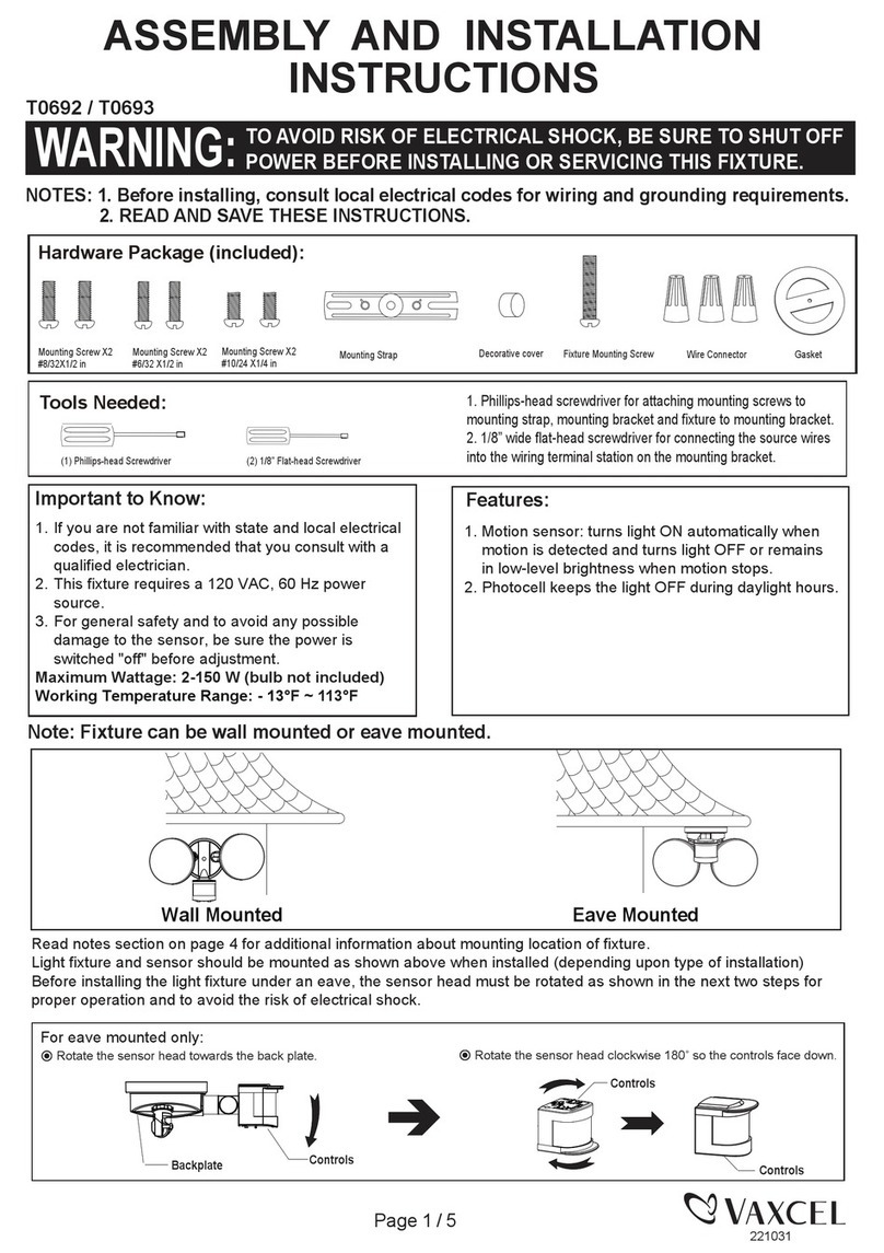 Vaxcel T0692 Assembly and installation instructions