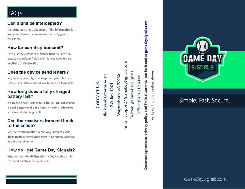 BLACKHAWK! GAME DAY SIGNALS quick start guide