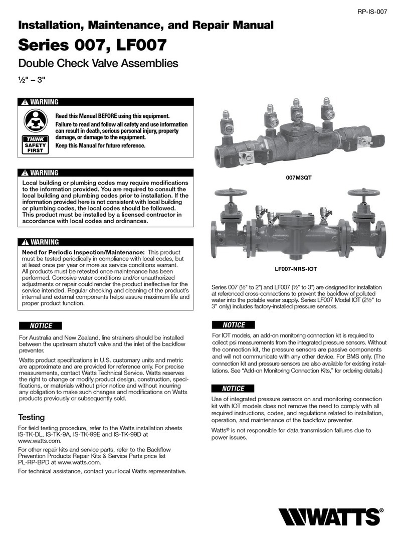 Watts 007 Series Operating instructions
