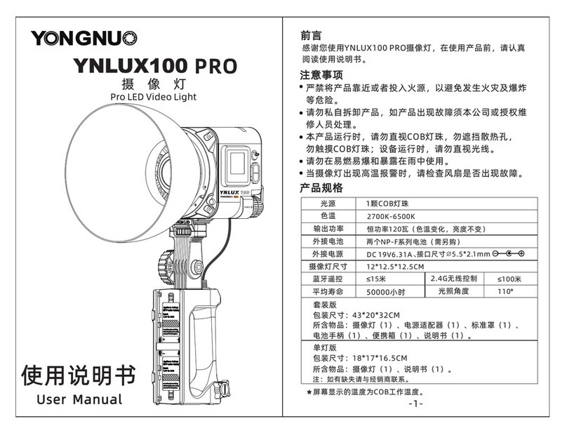 Yongnuo YNLUX100 PRO user manual Yongnuo YNLUX100 PRO user manual