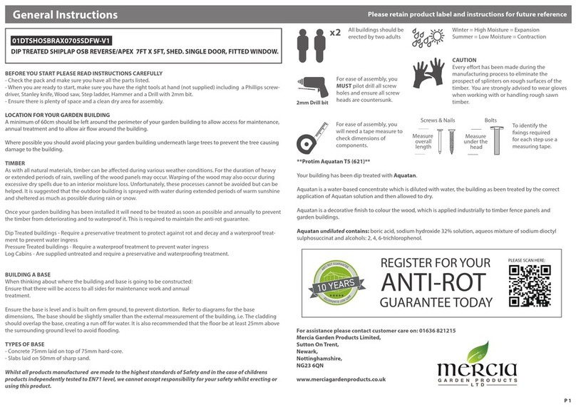 Mercia Garden Products 01DTSHOSBRAX0705SDFW-V1 Assembly instructions Mercia Garden Products 01DTSHOSBRAX0705SDFW-V1 Assembly instructions