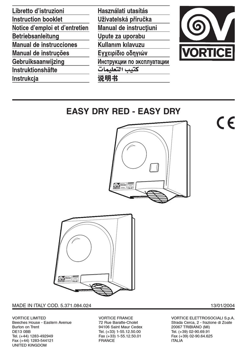 Vortice EASY DRY RED User manual Vortice EASY DRY RED User manual
