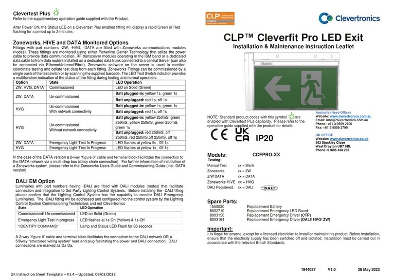 Clevertronics CLP CCFPRO Series Installation and operating instructions