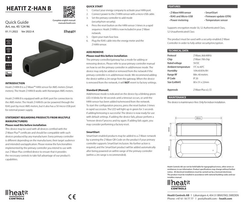 Heatit Controls HEATIT Z-HAN B User manual
