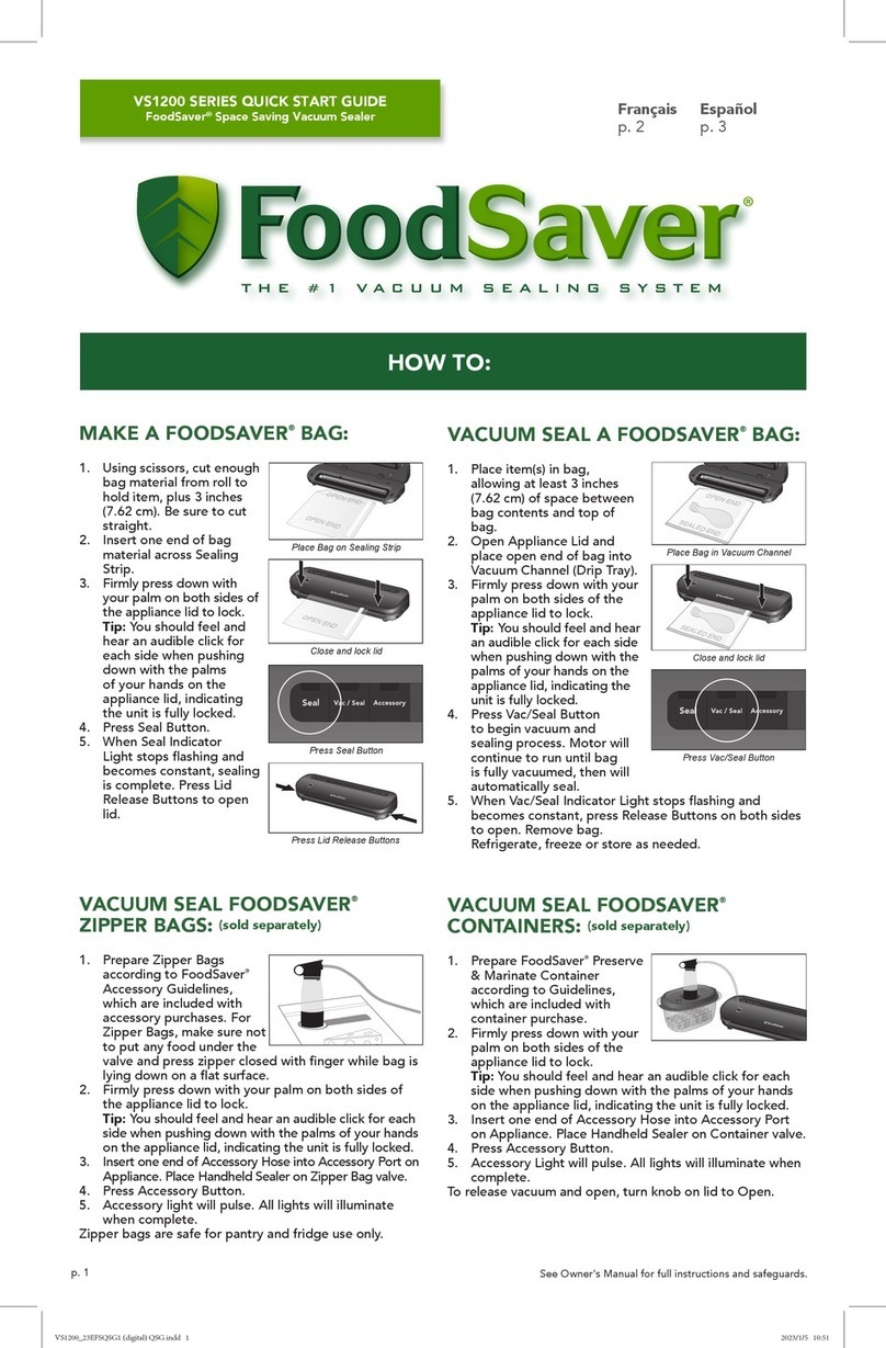 FoodSaver VS1200 Series quick start guide