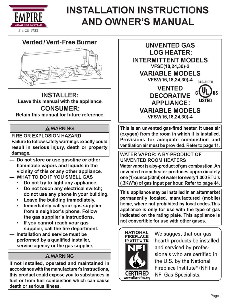 Empire Comfort Systems VFSE18-2 Installation instructions and owner's manual
