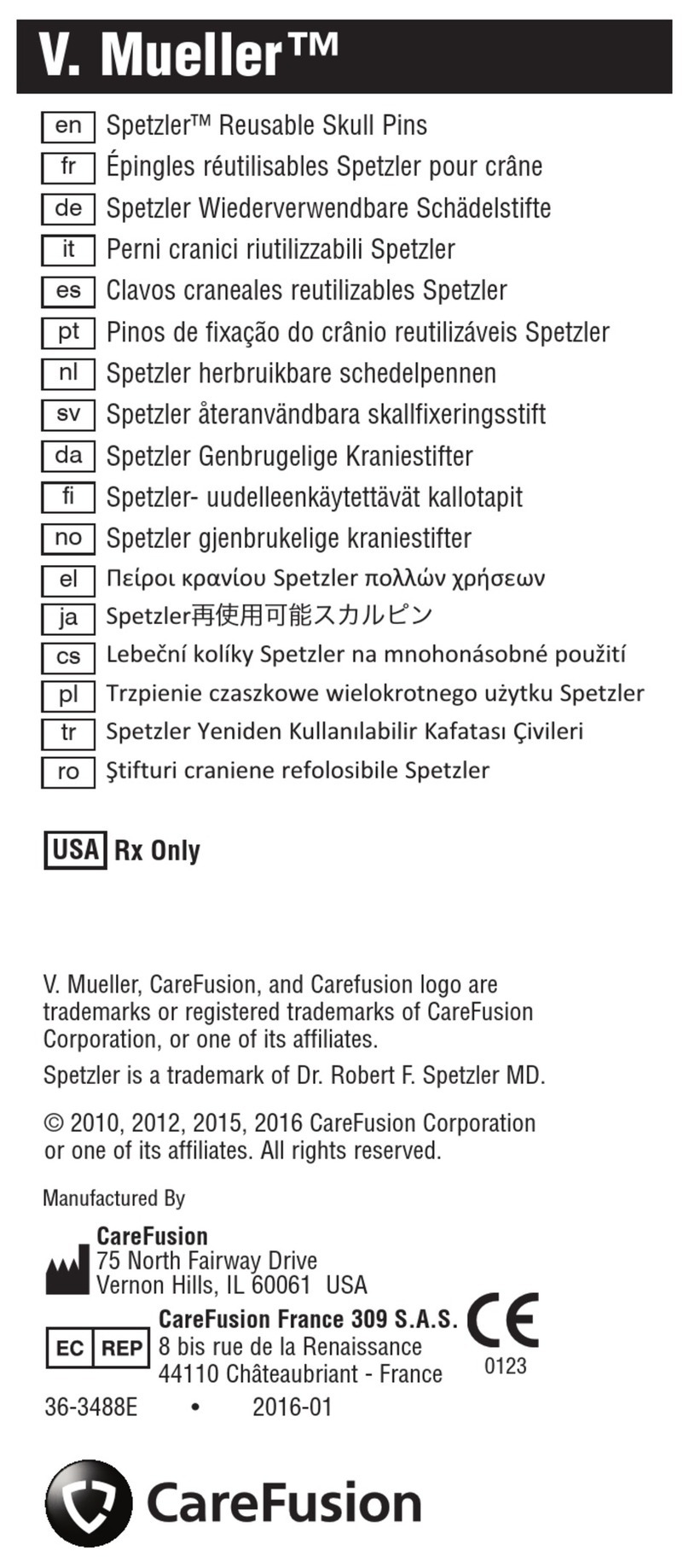 Care Fusion Spetzler V.Mueller User manual