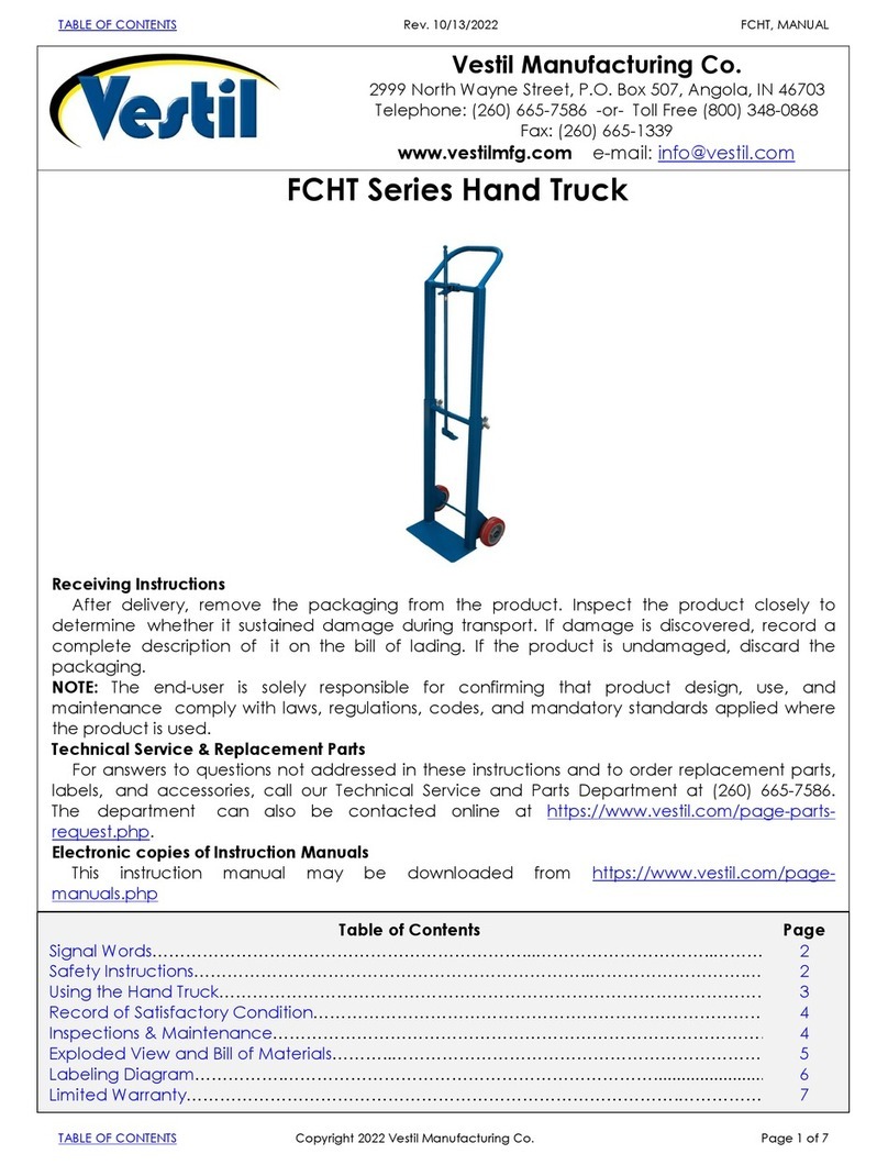 Vestil FCHT Series Use and maintenance instructions