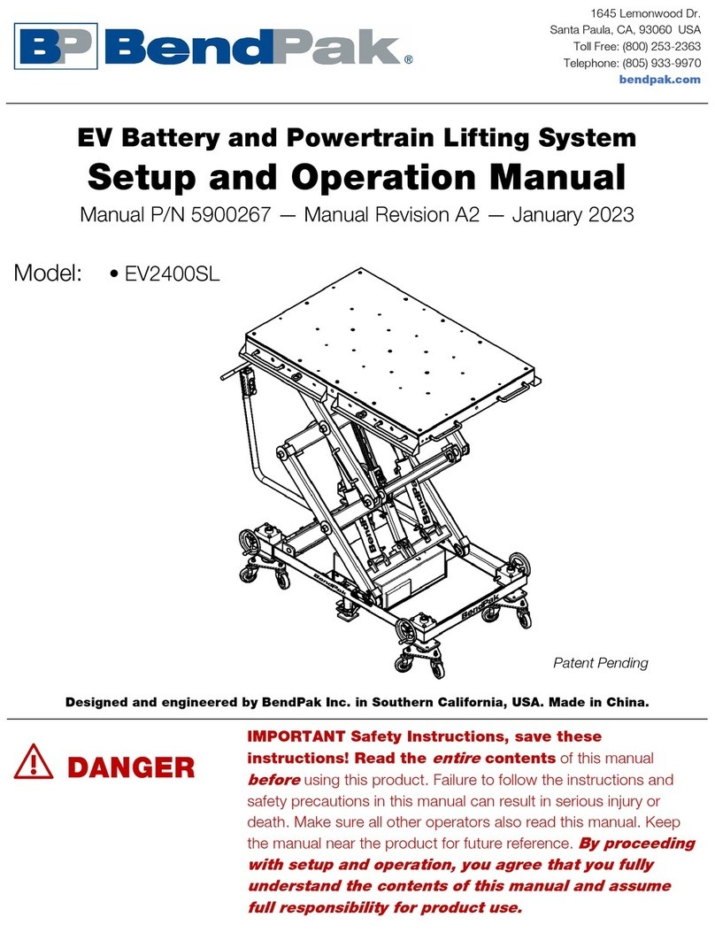 Bend-Pak EV2400SL Setup and operation manual