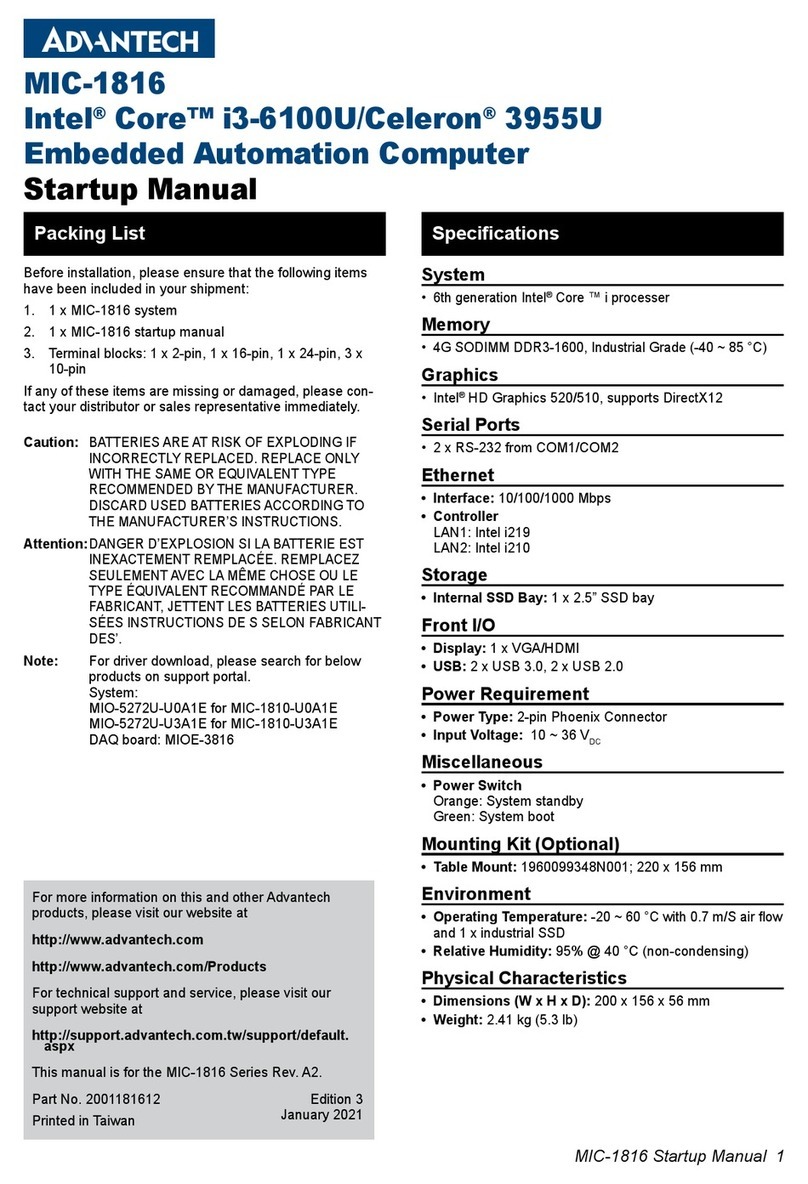 Advantech MIC-1816 Series Installation and operation manual
