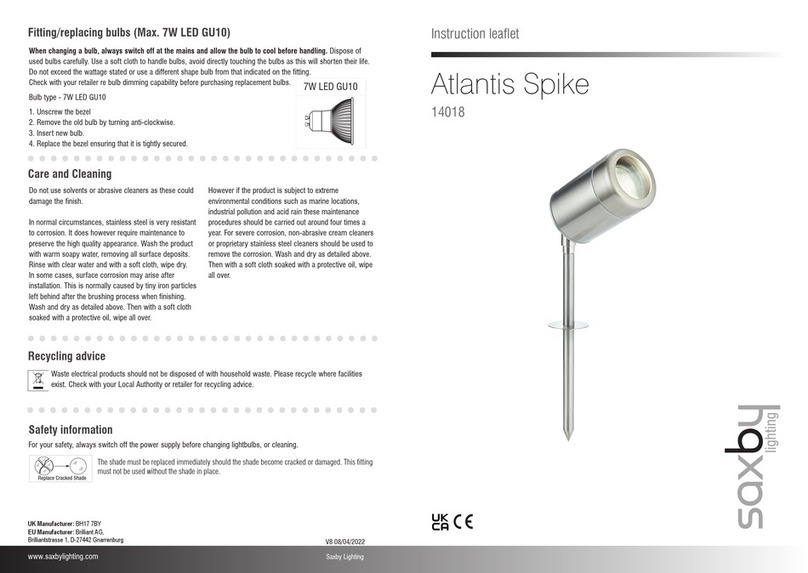 Saxby Lighting Atlantis Spike Instruction leaflet Saxby Lighting Atlantis Spike Instruction leaflet
