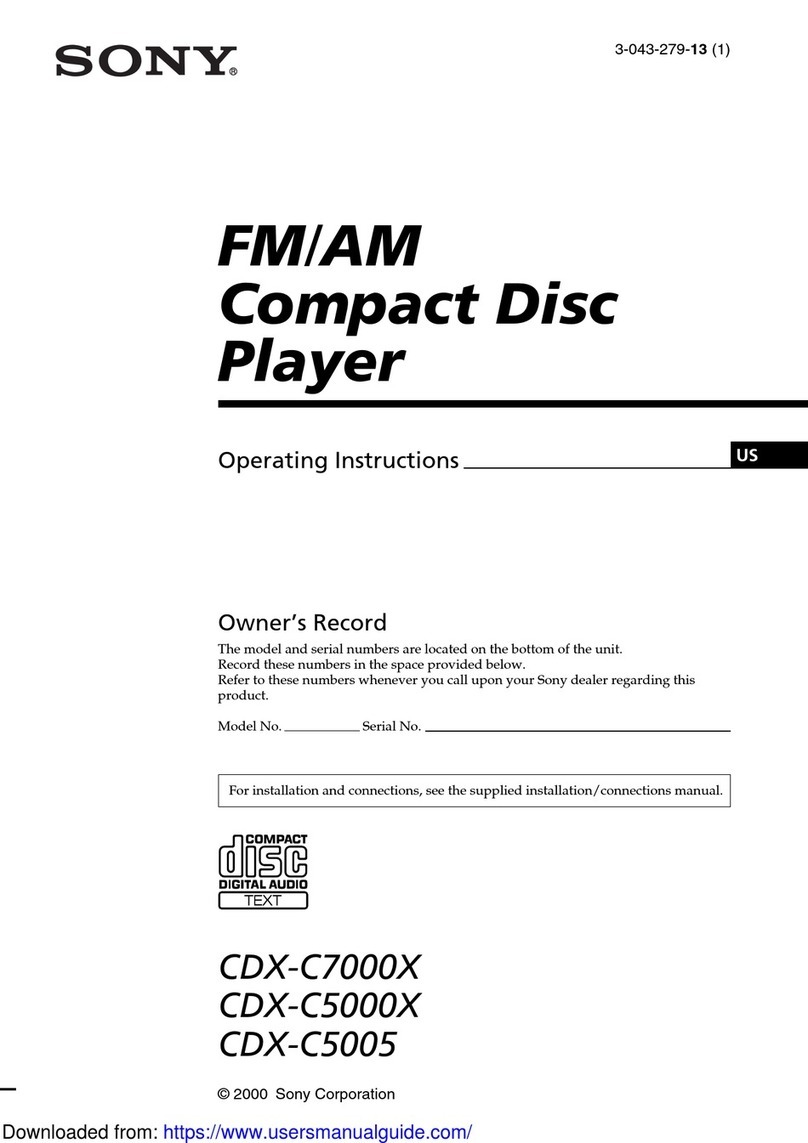 Sony CDX-C7000X - Fm/am Compact Disc Player User manual