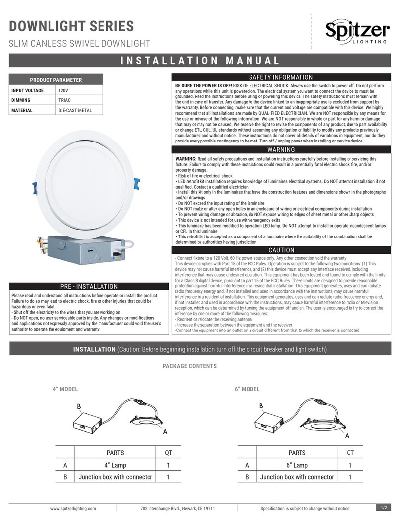 Spitzer LIGHTING DOWNLIGHT Series instruction manual