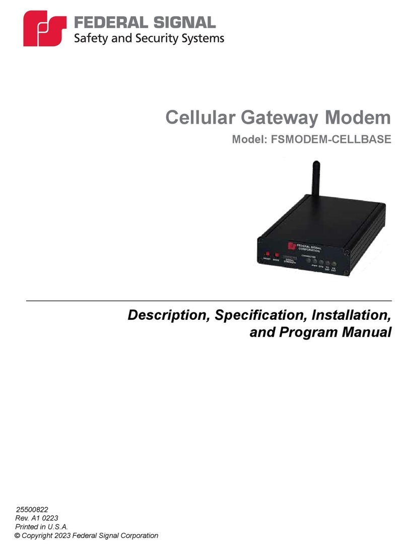 Federal Signal Corporation FSMODEM-CELLBASE Description, Specification and Installation Instructions Federal Signal Corporation FSMODEM-CELLBASE Description, Specification and Installation Instructions
