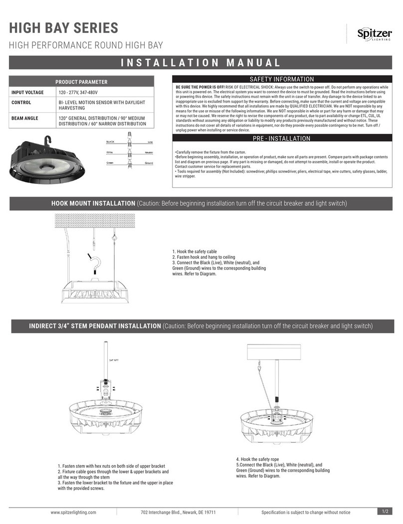 Spitzer LIGHTING HIGH BAY Series installation manual Spitzer LIGHTING HIGH BAY Series installation manual