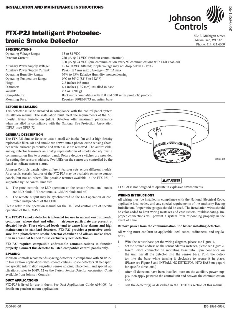 Johnson Controls FTX-P2J Installation and maintenance instructions