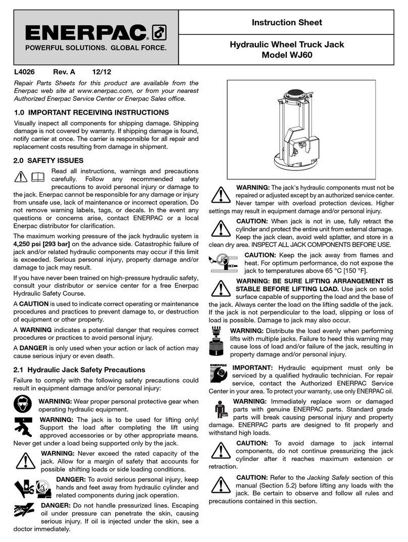 Enerpac WJ60 instruction sheet