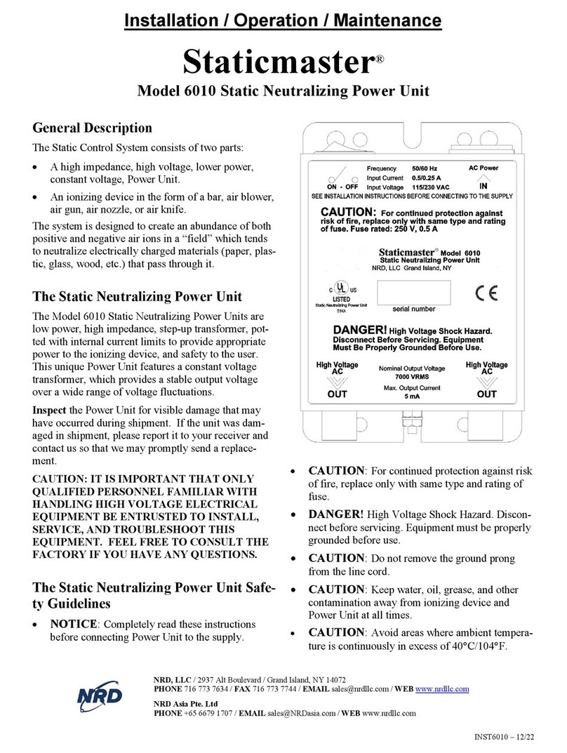 NRD Staticmaster 6010 Installation, operation & maintenance manual