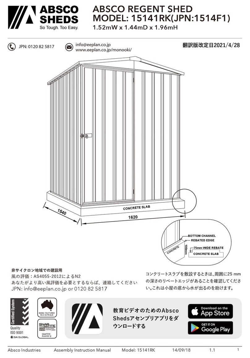 ABSCO SHEDS 15141RK manual