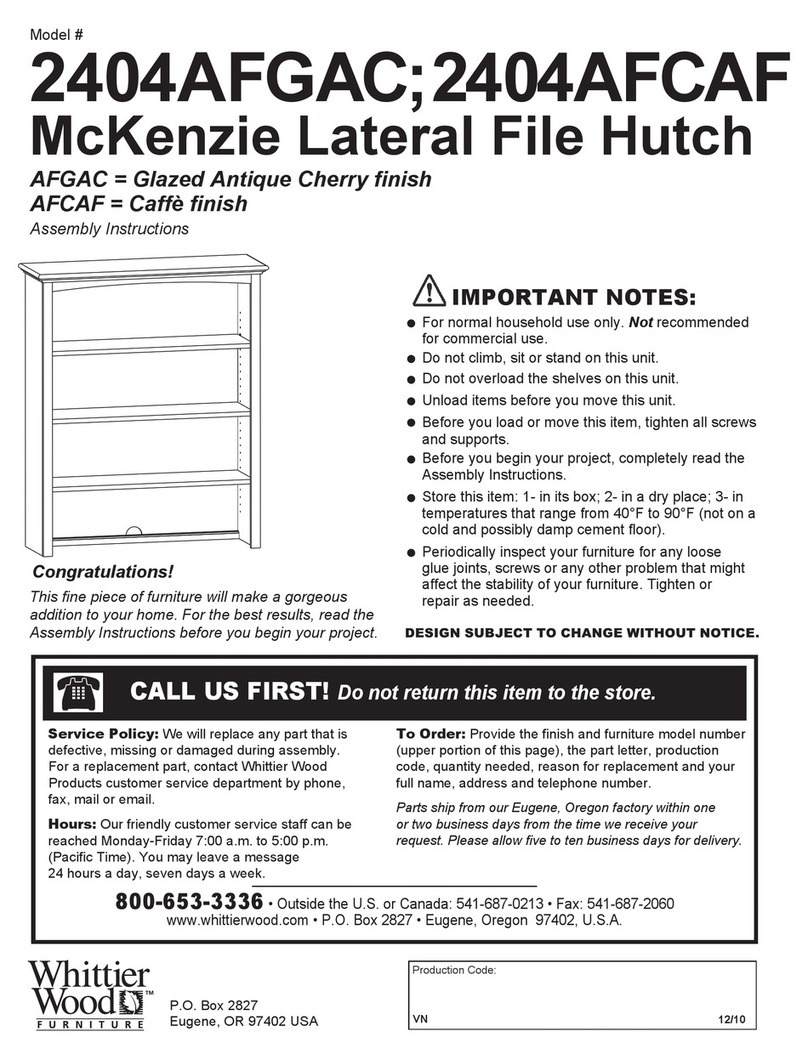 Whittier Wood Furniture McKenzie Lateral File Hutch 2404AFGAC Assembly instructions