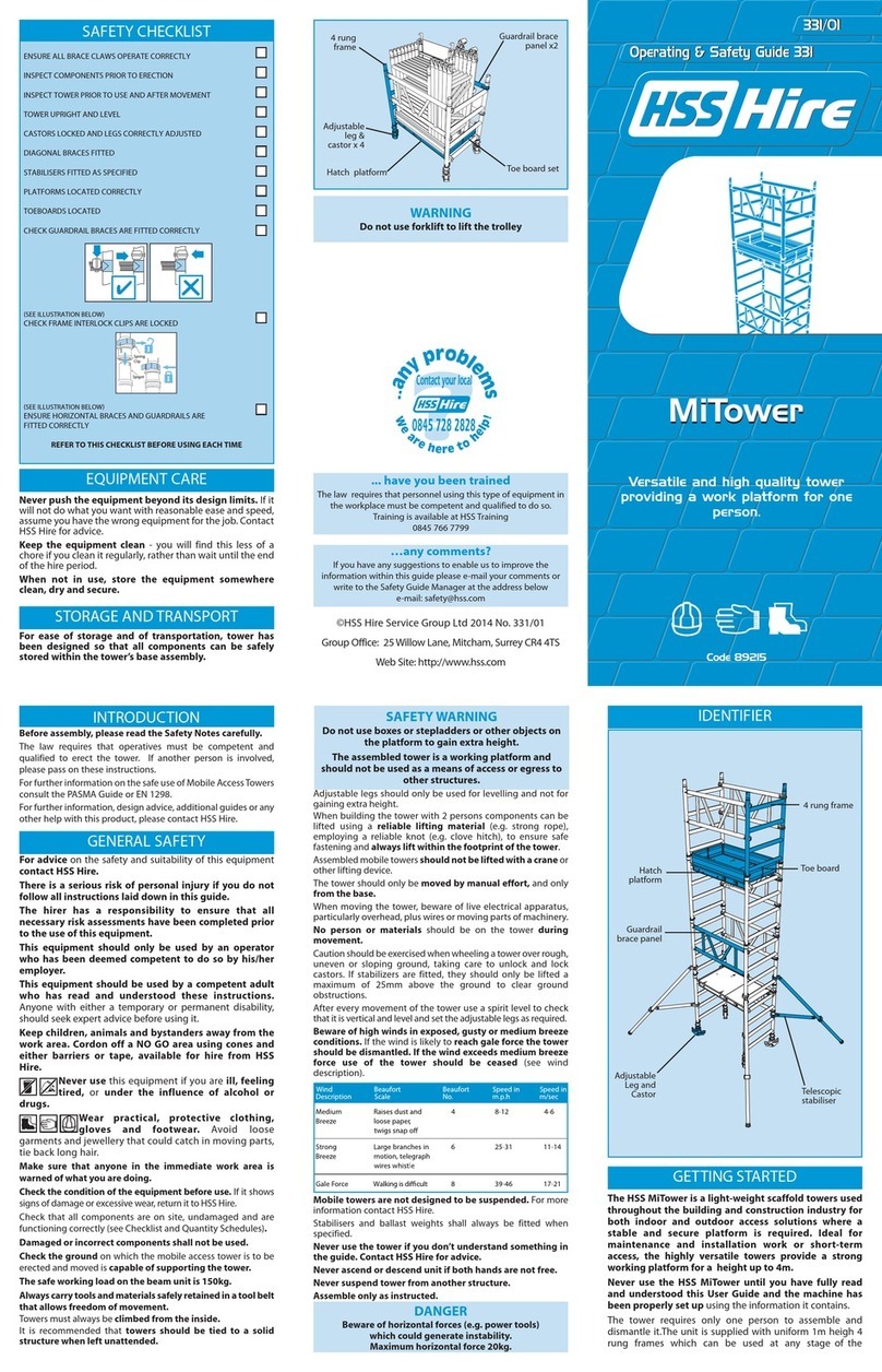 HSS Hire MI TOWER Troubleshooting guide