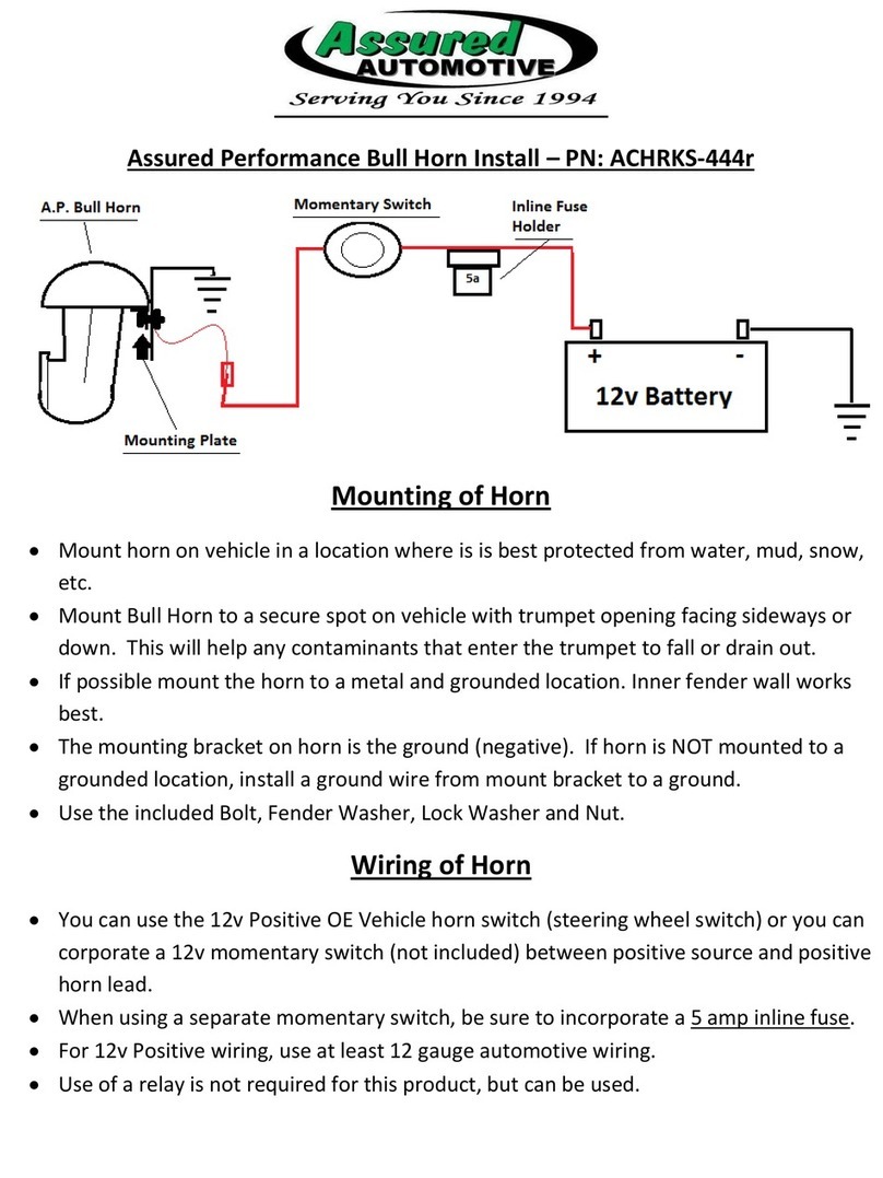 Assured AUTOMOTIVE Bull Horn ACHRKS-444 Instruction sheet